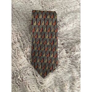 Barry Wells Tall Man Silk Tie 65.5 X 4” Black, Burgundy, Gold, Gray Necktie Long